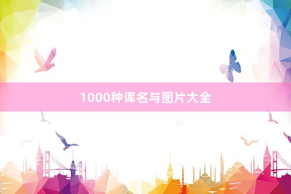 1000种诨名与图片大全